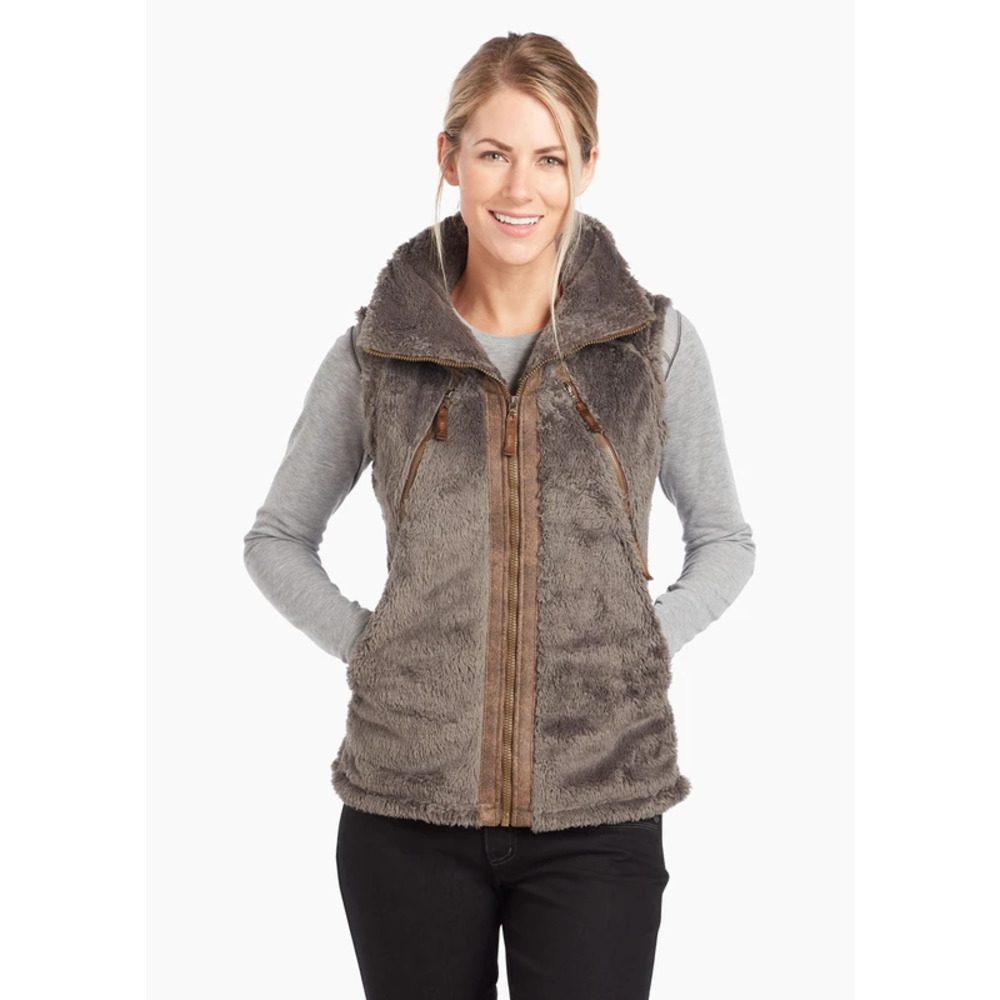 Kuhl Women's Taupe Faux Fur Zip Front Vest